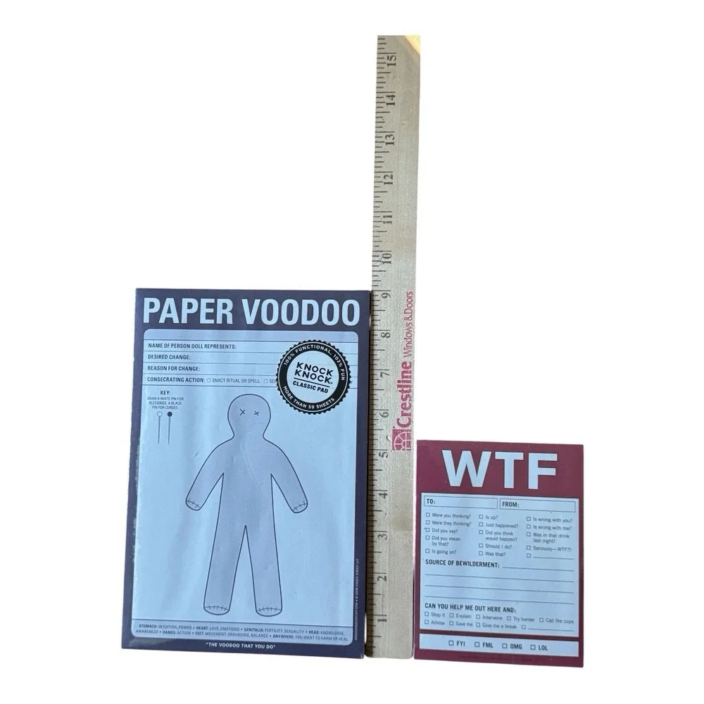 Knock Knock Paper Voodoo Pad & WTF Nifty Notes Notepad Sealed Lot Novelty Humor